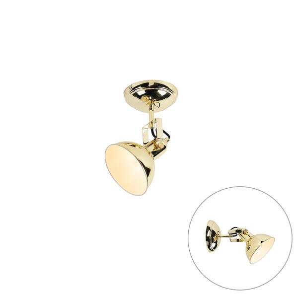 Goldfarbene Deckenleuchte mit verstellbarem Spot