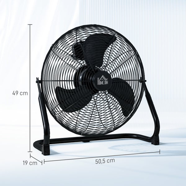 HOMCOM Tischventilator Elektrischer Ventilator mit 3 Geschwindigkeitsstufen, um 120° verstellbarer Winkel für Zuhause, Büro, Schlafzimmer, Schwarz