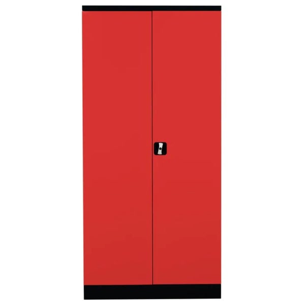 PROREGAL Stahlschrank Bee 9 Fachböden HxBxT 195 x 92 x 60 cm Pulverbeschichtetes & Verstärktes Fachbodenmaterial Schwarz & Rot
