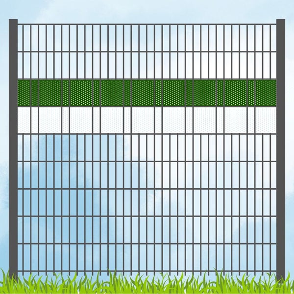 Doppelstabmattenzaun mit Sichtschutzstreifen