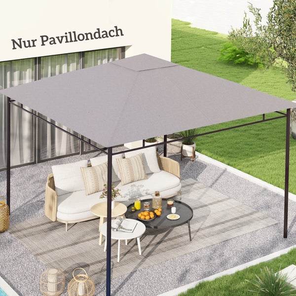 Outsunny Pavillondach, Ersatzdach für Pavillon, 2,98 x 2,95 m, Polyester, Beige
