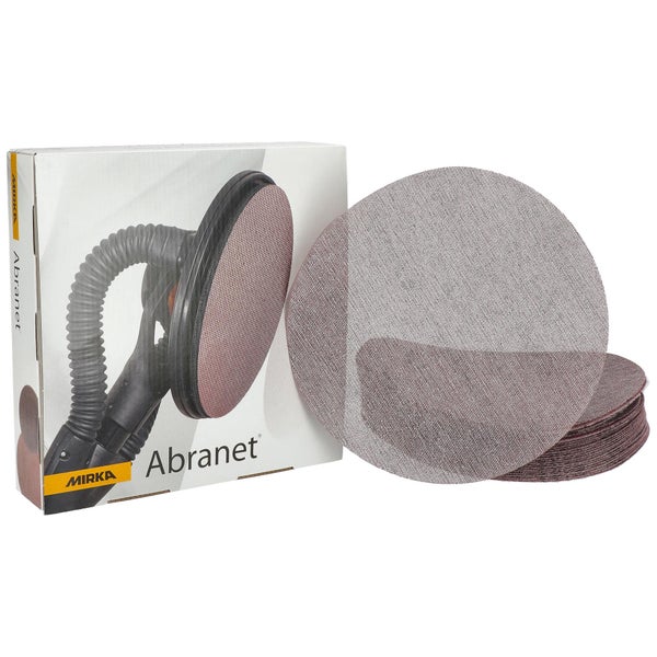 Mirka Abranet Netz-Schleifscheiben Ø 225 mm Klett / Korn P120 / 25 Stk / zum Schleifen von Holz, Spachtel, Lack, Kunststoff / 5422302512