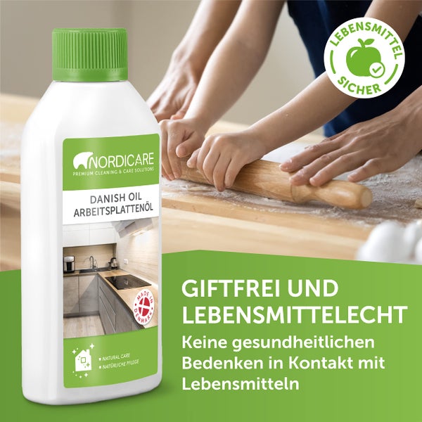 Nordicare [500ml] Arbeitplattenöl lebensmittelecht für Küchenarbeitsplatte I Arbeitsplatten Öl zum Holzschutz in der Küche I Arbeitsplatte Holzöl