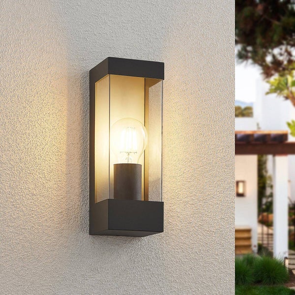 Lucande Edelstahl Wandlampe aussen, Aussenwandleuchte spritzwassergeschützt IP44 1x E27 max. 15W ohne Leuchtmittel Außenleuchte Wandleuchte außen