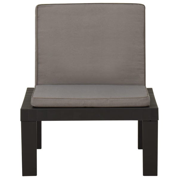 Garten-Lounge-Stuhl mit Auflage Kunststoff Grau