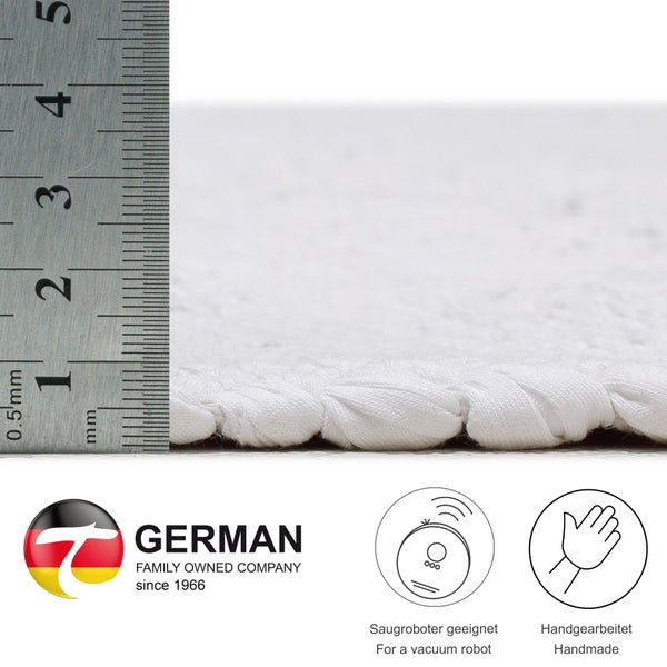 Handgewebter Fleckerlteppich aus Baumwolle Chindi Weiß 70x140 cm