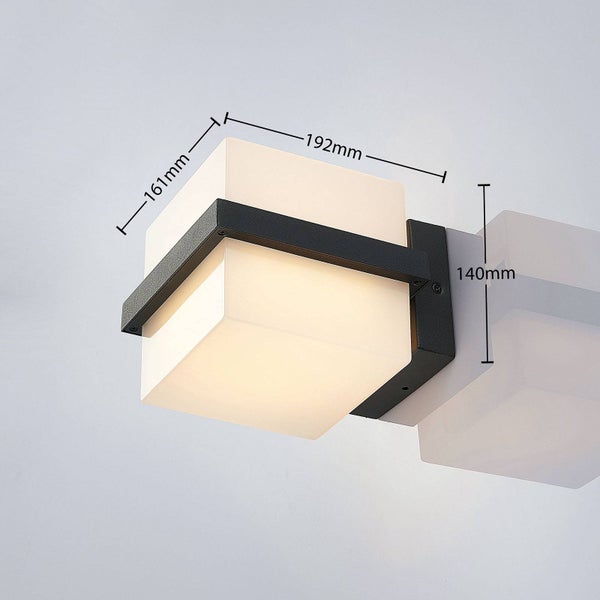 Lindby LED Wandleuchte außen Auron (spritzwassergeschützt (Modern) in Schwarz (2 flammig, ) - Außenwandleuchten Wandlampe Led Außenlampe Outdoor für Außenwand/Hauswand