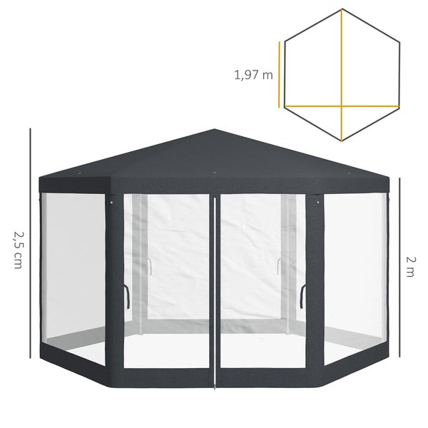Pavillon mit Sonnenschutz aus Polyestergewebe und Moskitonetzen