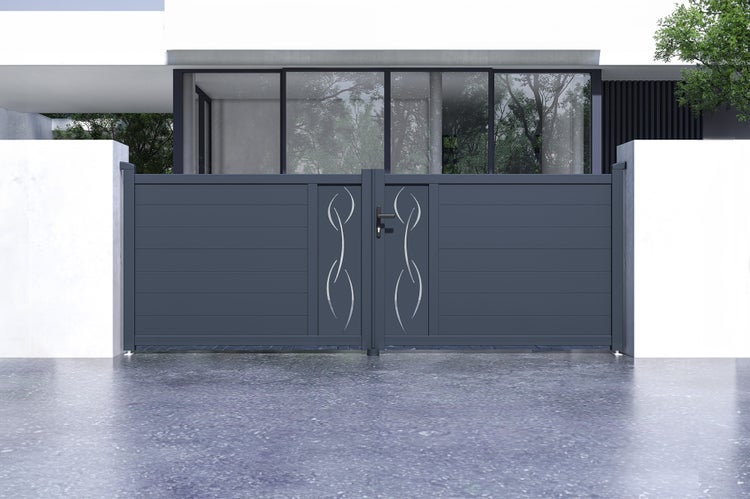 Schwenktor 3,5 m LIFE H.120 cm aus Aluminium + TANKER B700-Motorisierung