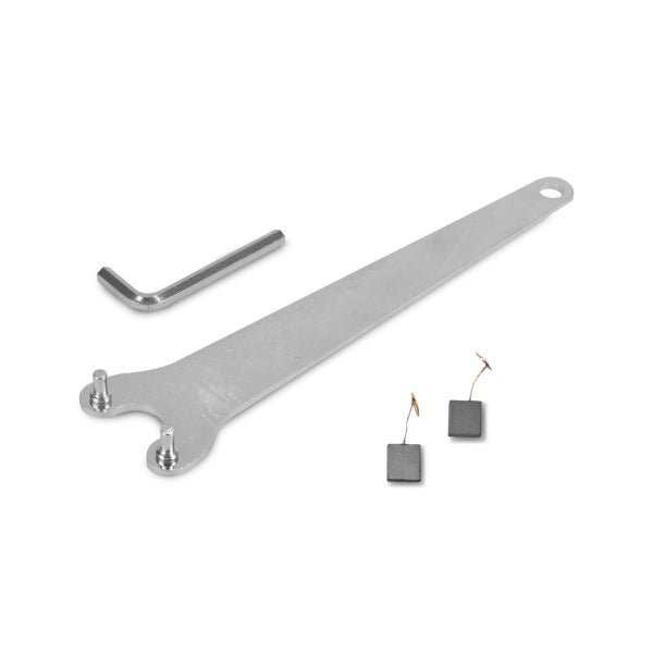 Schlüssel, Innensechskantschlüssel und Kohlebürsten für Elektrowerkzeuge