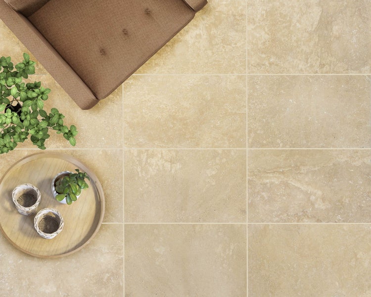 Wohnrausch Travertin Fliesen SUNLIGHT 61 x 40,6 x 1,2 cm, getrommelt, beige, braun