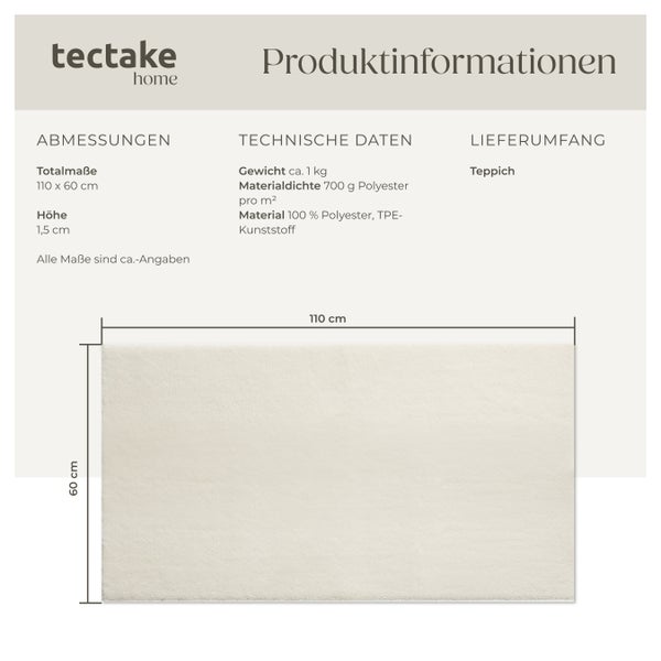Kurzflorteppich tectake rutschfeste Unterseite verschiedene Größen und Farben 60 x 110 cm