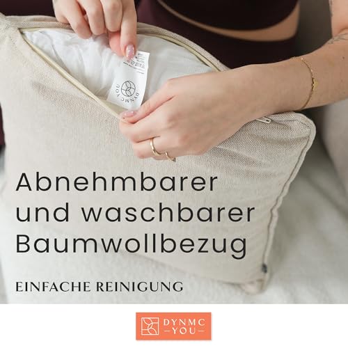 DYNMC you Modernes Sofakissen Set 40x40 mit weichem Oeko-TEX-Baumwoll-Bezug - Bequemes Dekokissen mit mittelharter Füllung - Perfekt als dekoratives Rückenkissen - Premium Couchkissen Beige