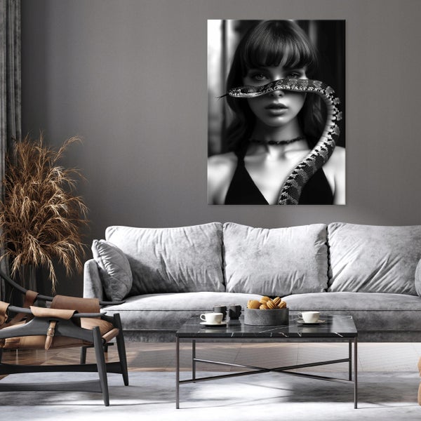 Leinwandbild Abstrakt Frau Schwarz weiß Modern Bilder Wohnzimmer 100X70 cm