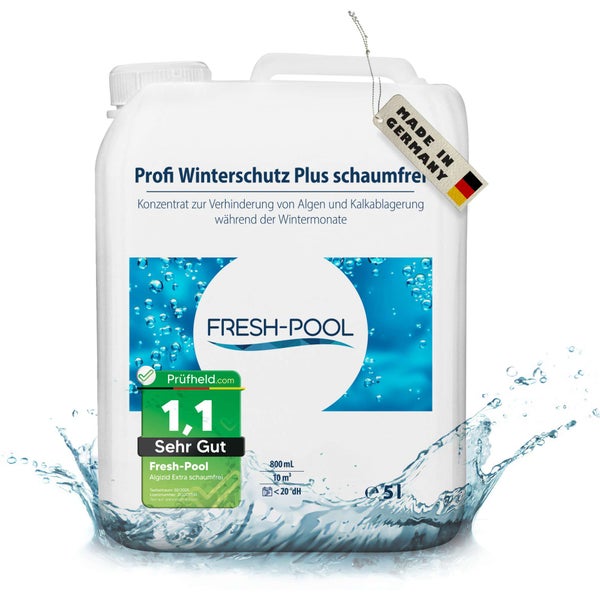 Kanister Fresh Pool Profi Winterschutz Plus schaumfrei Konzentrat gegen Algen und Kalkablagerungen zur Pool Überwinterung mit 5 Liter Inhalt
