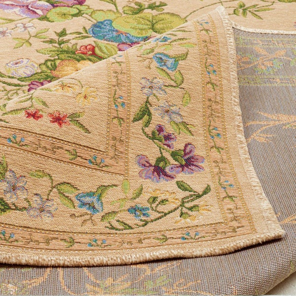 Gewebter Bordürenteppich im floralen Design Flomi Beige 120x170 cm