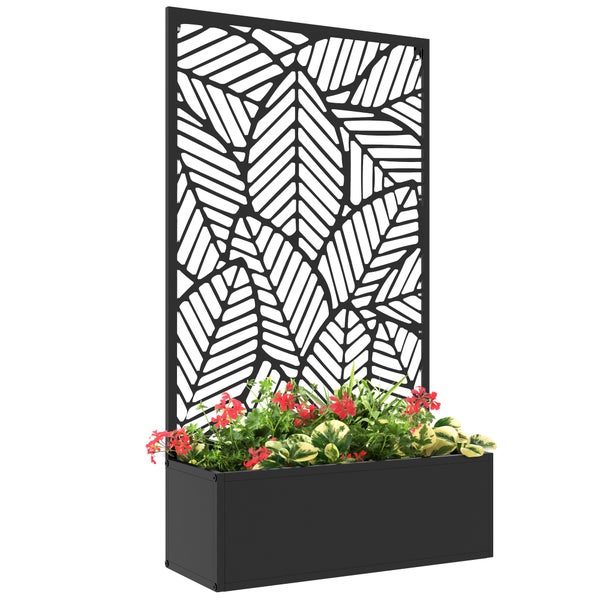 Outsunny Hochbeet Pflanzkasten, Pflanzkübel wandmontage Blumenkasten Metall, Gartenspalier 61 x 23 x 113cm für Garten Balkon Terrasse, Blumenkübel für Kletterpflanzen, Blumen