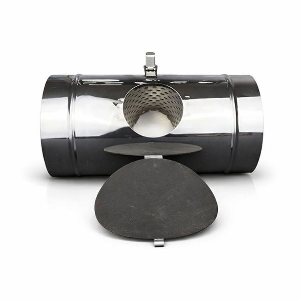 Räuchertonne aus Edelstahl mit Belüftungsöffnungen und Tür