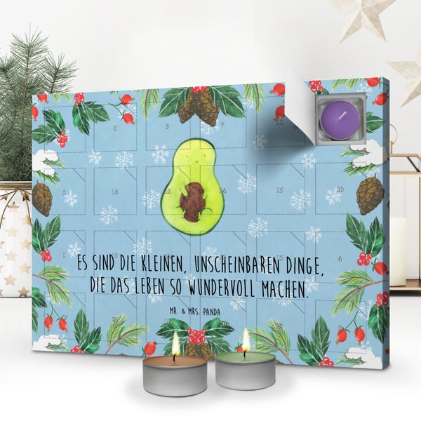 Mr. & Mrs. Panda Duftkerzen Adventskalender Avocado Kern - Blau Pastell