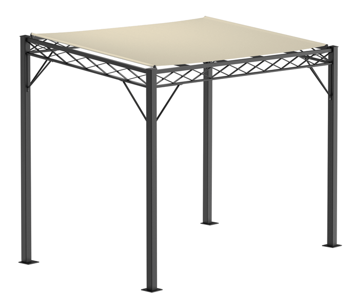 Pergola ELEO Ischia 2 x 3 m schwarz - pulverbeschichtet | mit Sonnensegel ecru