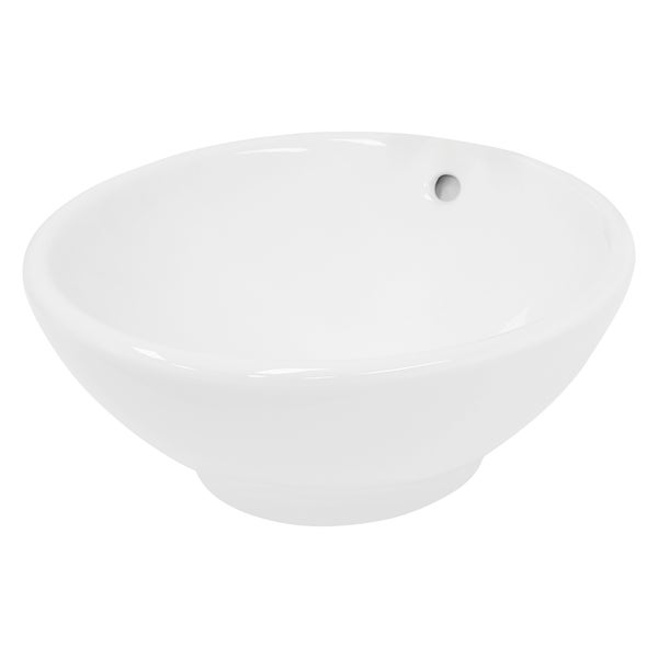 ECD Germany Waschbecken Waschtisch Ø 420 x 170 mm Rund Keramik Weiß inkl. Ablaufgarnitur für Waschbecken mit Überlauf Aufsatzbecken Aufsatzwaschbecken Aufsatzwaschtisch Waschschale Spülbecken Becken