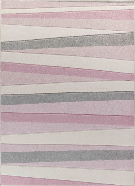 Teppich für Kinder Geometrisch Gestreift Rosa/Weiß 160x213 cm PASTEL DREAMS