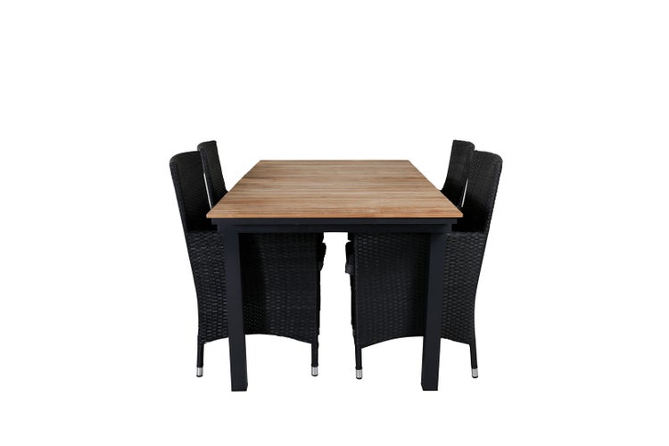 Mexico Gartenset Tisch 90x160/240cm und 4 Stühle Malin schwarz, natur. 90 X 160 X 74 cm