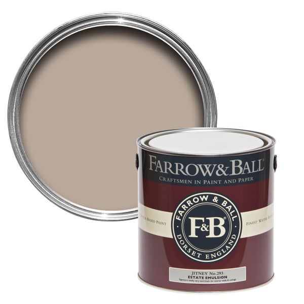 Farbeimer und geöffneter Farbbehälter der Marke Farrow and Ball