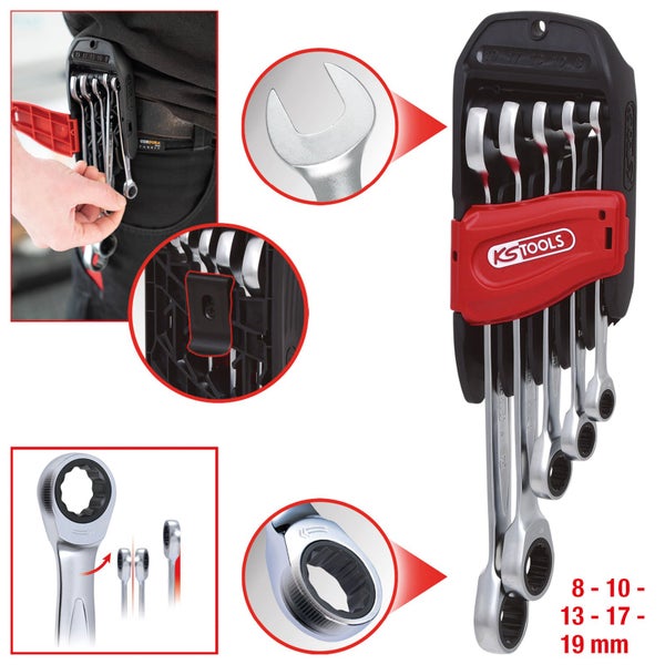 KS TOOLS GEARplus Ratschenringmaulschlüssel-Satz 5tlg. 8-19 mm - 503.4255