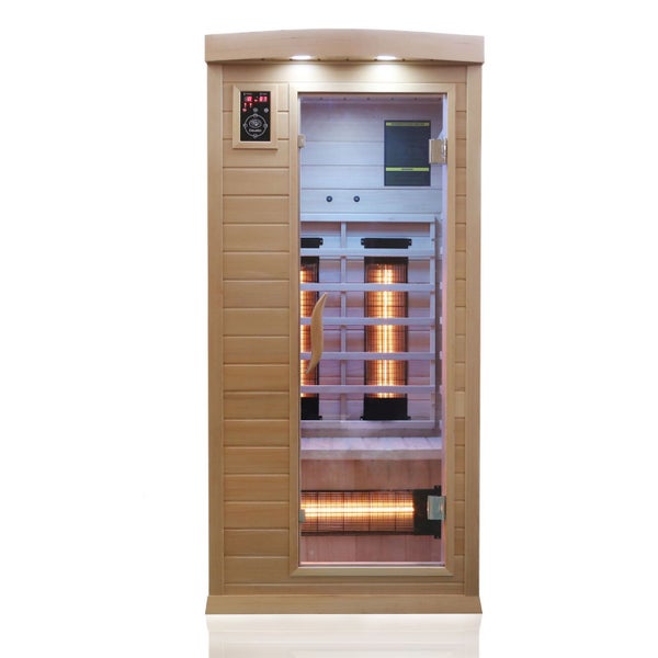 Dewello® Infrarotkabine Infrarotsauna PIERSON 90cm x 90cm inkl. 3 Vollspektrumstrahler, 3 Karbonstrahler, Farblicht, LED