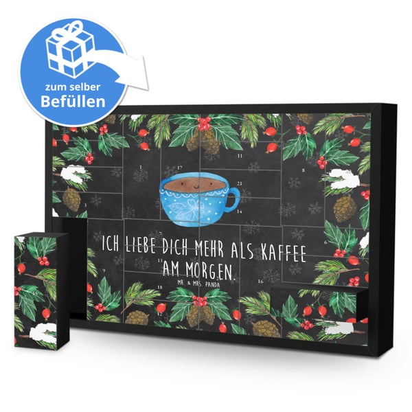 Mr. & Mrs. Panda Befüllbarer Adventskalender Kaffee Tasse - Schwarz