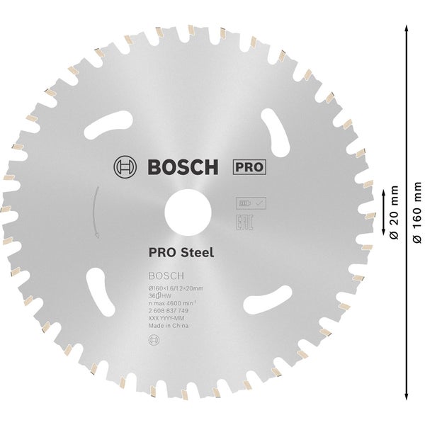 Bosch PRO Steel cordless Blatt für Kreissägen 160 x 1,6 x 20 mm - 2608837749