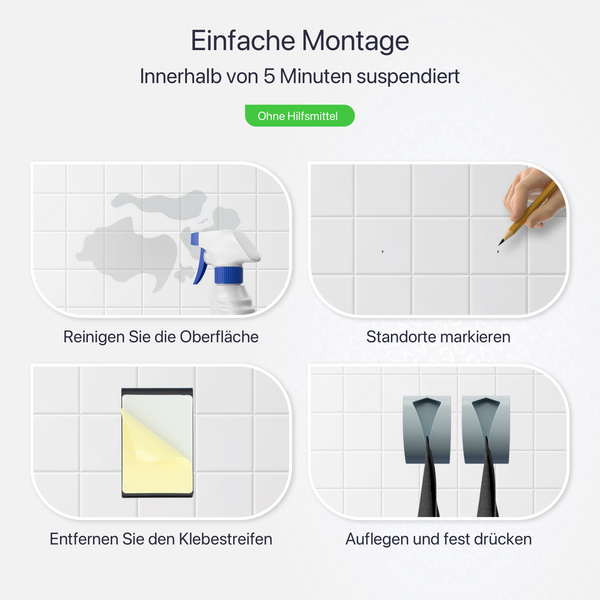 Eavy Handtuchhalter Edelstahl Weiß Selbstklebend 2er pack