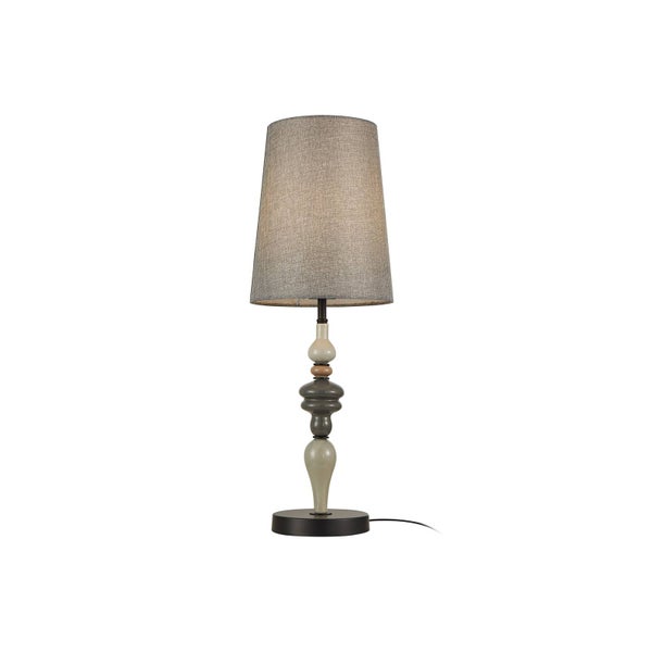 Lindby Tischlampe Haldorin (Landhaus, Vintage Rustikal) in Schwarz (1 flammig E27) - Textil Tischleuchte Schreibtischlampe Nachttischlampe Wohnzimmerleuchte