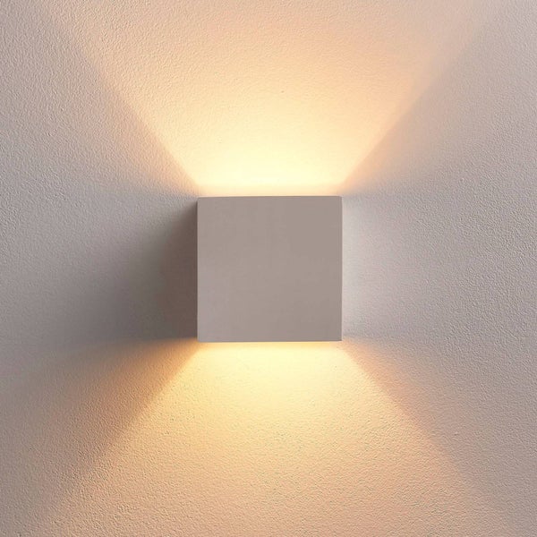 Lindby Gips Wandlampe weiß, bemalbar DIY Uplight and Downlight Wandleuchte innen 1x G9 ohne Leuchtmittel Gipslampe Gipsleuchte Wandbeleuchtung
