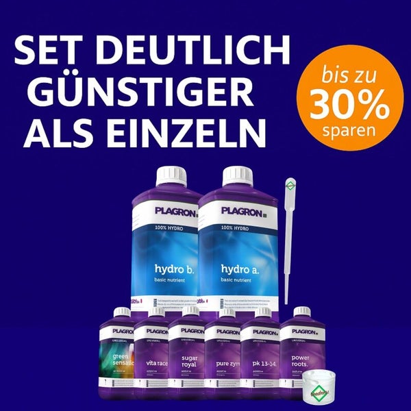 Plagron Düngemittel Set mit Hydro A, Hydro B und weiteren Nährstoffen für Pflanzen