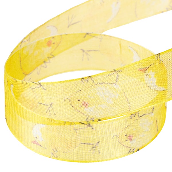 Gelbes Geschenkband mit Kükenmotiv