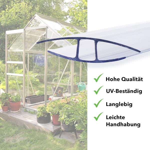 Gewächshaus mit Doppelstegplattenprofil zur Glasbefestigung