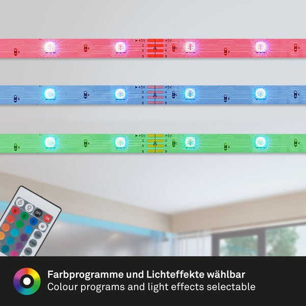 LED Stripe 20m RGB Leiste Lichtband Fernbedienung Selbstklebend Kürzbar Deko
