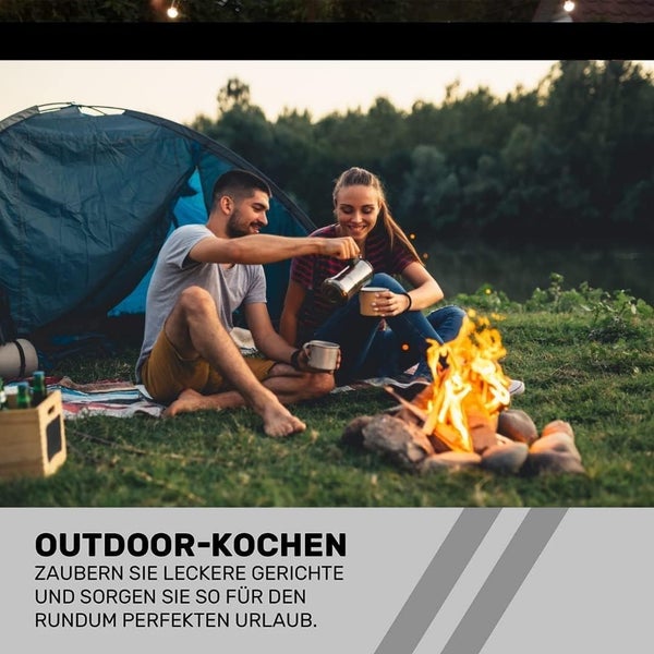 SENA Camping Gaskocher mit 4 Gaskartuschen Campingkocher 1-flammig max. Leistung 2,5 KW