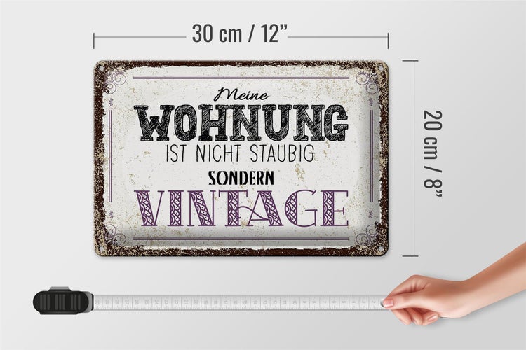 Blechschild Spruch Wohnung nicht staubig Vintage 30x20cm