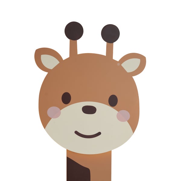 Wanddekoration aus Holz in Form eines Giraffenkopfes für das Kinderzimmer.