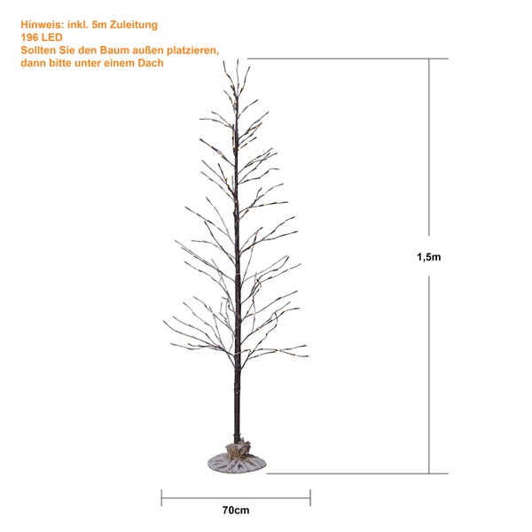 Dekorationsbaum mit 196 LEDs, Höhe 1,5 Meter und 70 Zentimeter Durchmesser