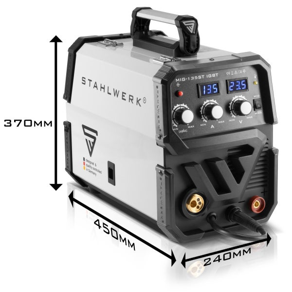 STAHLWERK Schutzgas Schweißgerät MIG MAG 135 ST IGBT mit 135 Ampere mit E-Hand