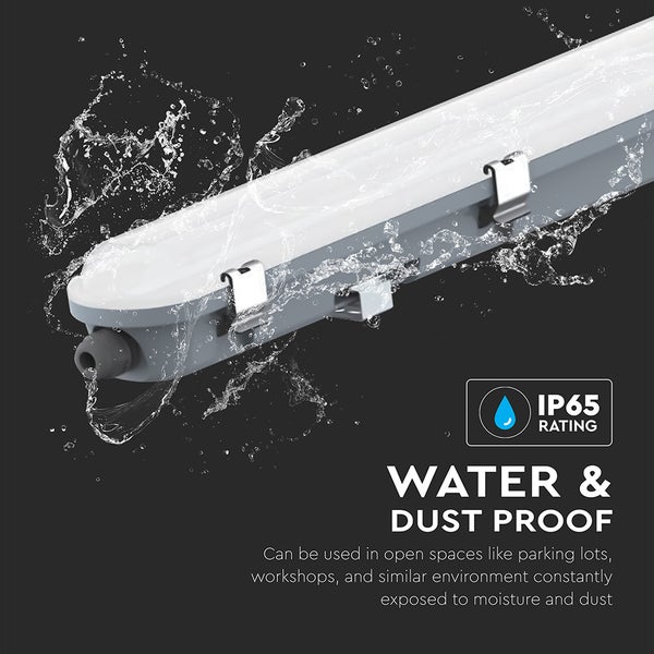 Wasserfeste und staubdichte LED-Feuchtraumleuchte mit Schutzart IP65