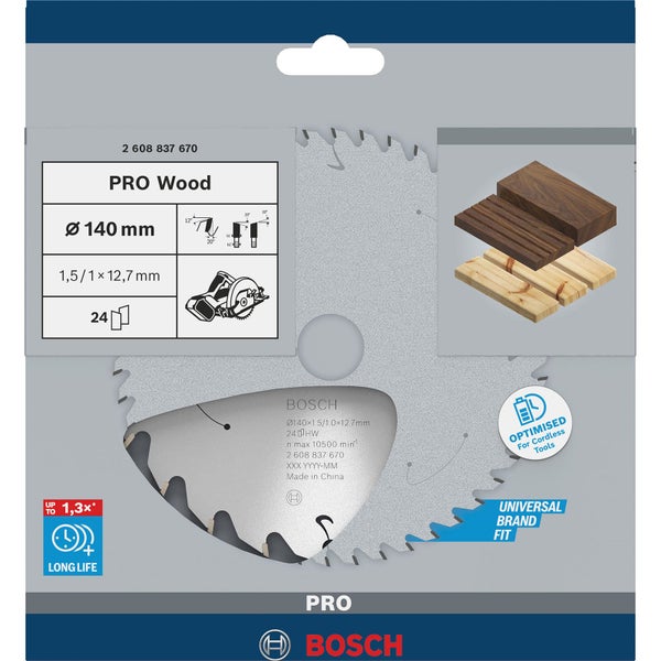 Bosch PRO Wood cordless Blatt für Kreissägen 140 x 1,5 x 12,7 mm - 2608837670