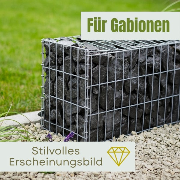 Gabione gefüllt mit Steinen im Garten