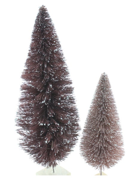 FRANK FLECHTWAREN | Tanne Wintertraum, 2er Set, 6 x 6 x 20 cm, 9 x 9 x 29 cm  , KUNSTSTOFF, HOLZ