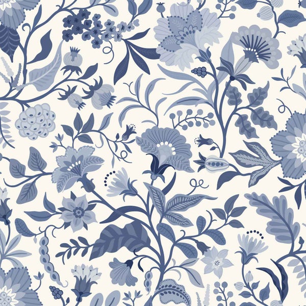 Tapete mit floralem Blumenmuster im englischen Stil