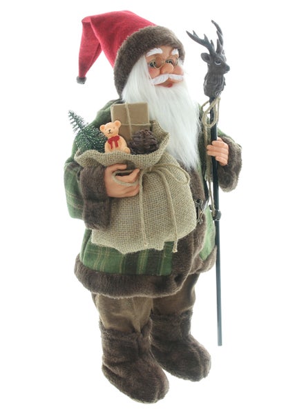 Dekorativer Weihnachtsmann mit Geschenkesack und Stab